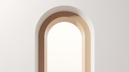 Fototapeta premium Minimalist Wooden Arch In White Interior