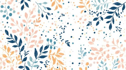 Delicate Seamless Watercolor Leaf Pattern in Soft Pastel Tones on White perfect for feminine stationery, eco-friendly branding, textile design and romantic packaging themes