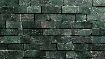 Naklejka premium Dark green stone brick wall texture background