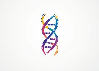 Colorful dotted DNA helix on white background