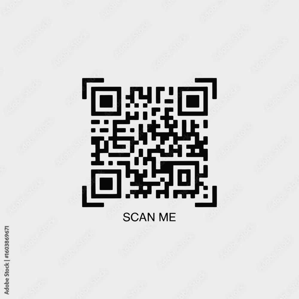 Poster simple black and white qr code scan me