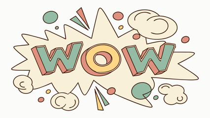 WOW comic-style typography with bold burst effects and exciting expression