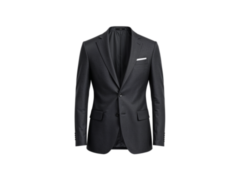 Black suit jacket, men's fashion, formal wear, business attire, tailored clothing, elegant style. - Powered by Adobe