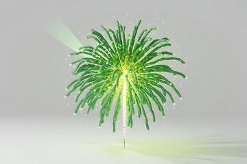 Vibrant green firework bursts with sparkling lights and a bright beam, creating a magical celebratory atmosphere for any festive occasion.