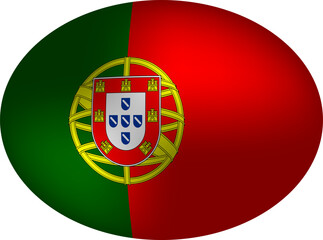 Obraz premium Portugal Flag Oval - European National Symbol on Egg-shaped Sphere Badge