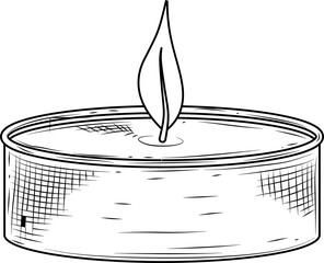 Short round candle hand drawn ink sketch vector
