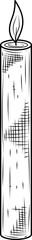 Tall wax candle hand drawn ink sketch vector
