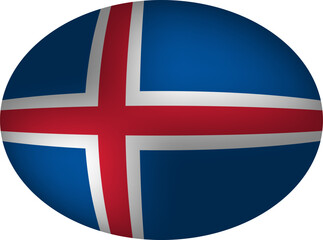 Fototapeta premium Iceland Flag Oval - Nordic National Symbol on Egg-shaped Sphere Badge
