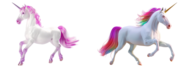 Two unicorns with transparent background