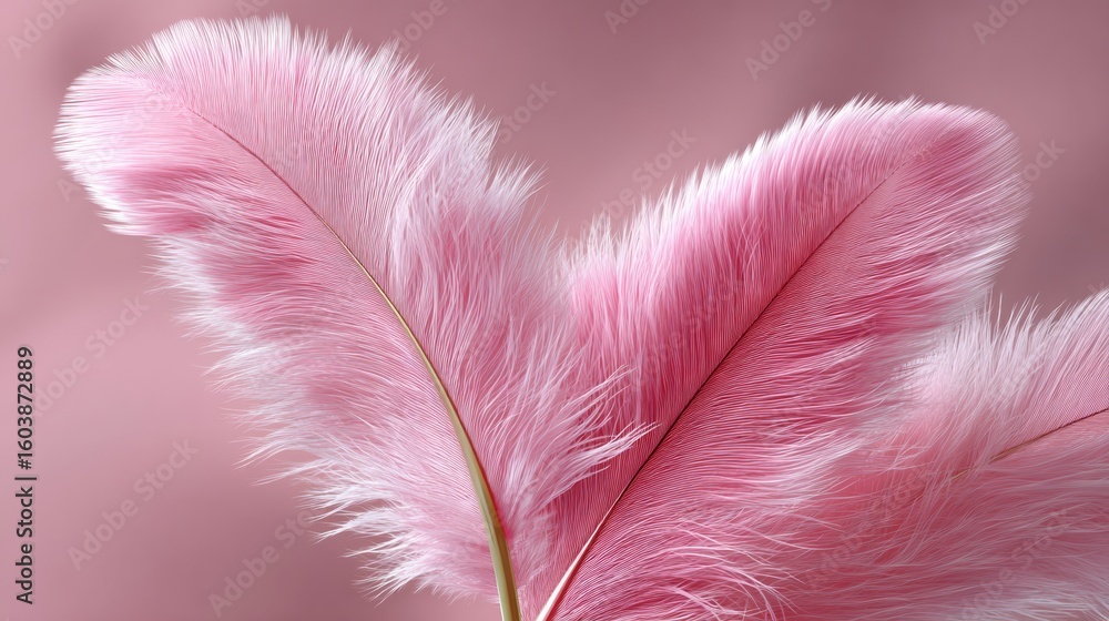 Poster pink feathers with a pink background. the feathers are arranged in a way that they look like they ar