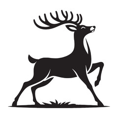 Grace in the snow-filled sky – Rudolph silhouette styled in gentle Rudolph vector – Rudolph illustration – Christmas silhouette

