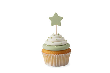 Celebrate with this delightful festive cupcake adorned with a charming star topper and sweet frosting swirls perfect for parties and special occasions