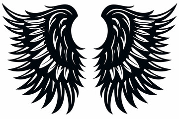 Obraz premium Tribal Angel Wings Vector Art – Black Feather Tattoo Design Illustration
