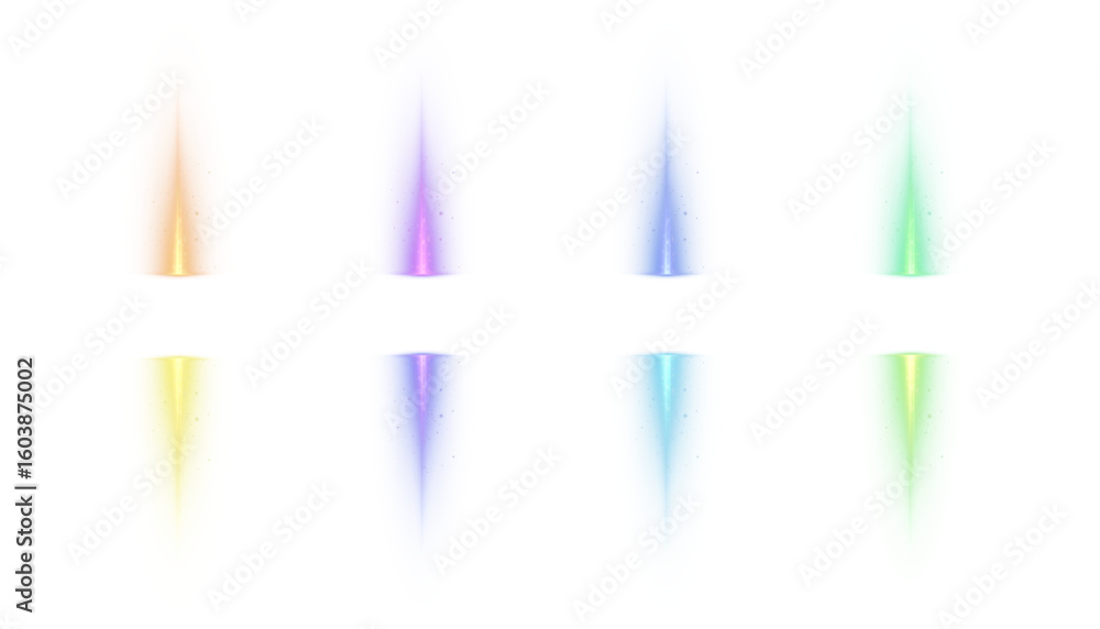 Poster vertical light beams with soft glow and shimmering particles. abstract shapes of directional light i