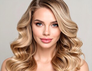 Fototapeta premium Beautiful blonde woman with wavy hair