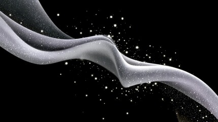 Long, curving line of white and gray with a lot of small white dots. The line is almost like a wave, but it's not. It's more like a bunch of stars or a bunch of snowflakes