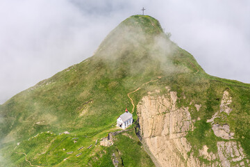 Chapel at Mount Pilatus mountain in the Swiss Alps in Switzerland