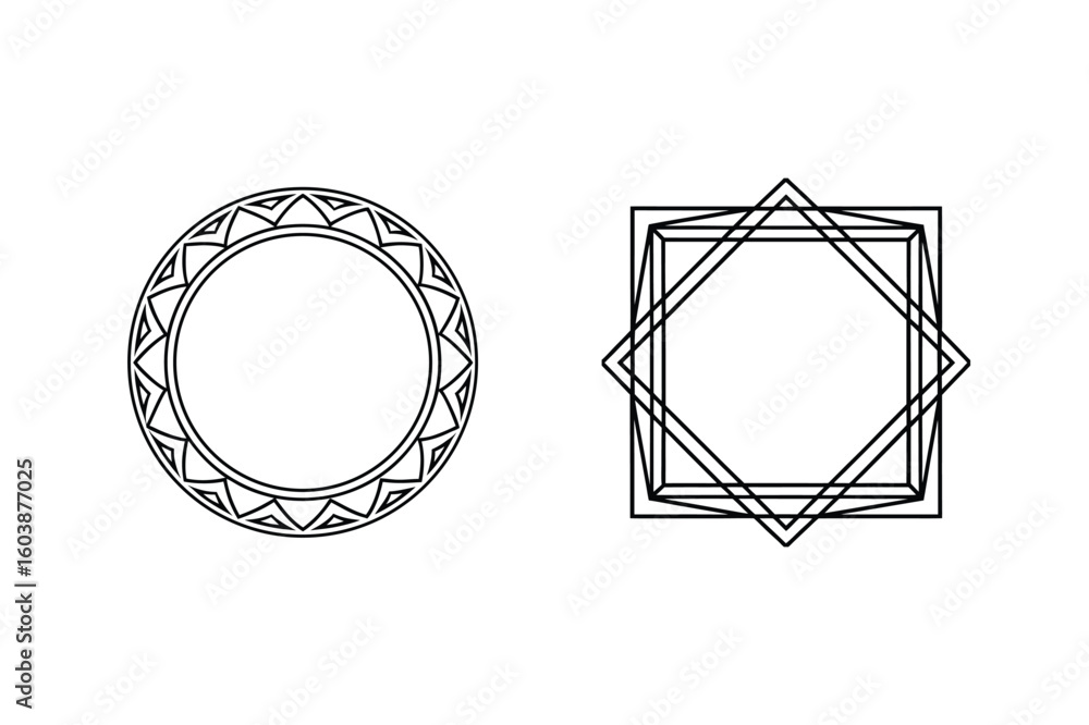 Aufkleber geometric circle and square frames pattern