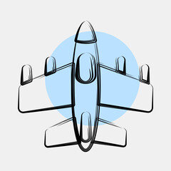 Icon fighter jet. Military and war elements. Icon in color spot style.