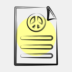 Icon peace agreement. Military and war elements. Icon in color spot style.