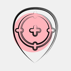 Icon target location. Military and war elements. Icon in color spot style.