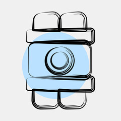 Icon time bomb. Military and war elements. Icon in color spot style.