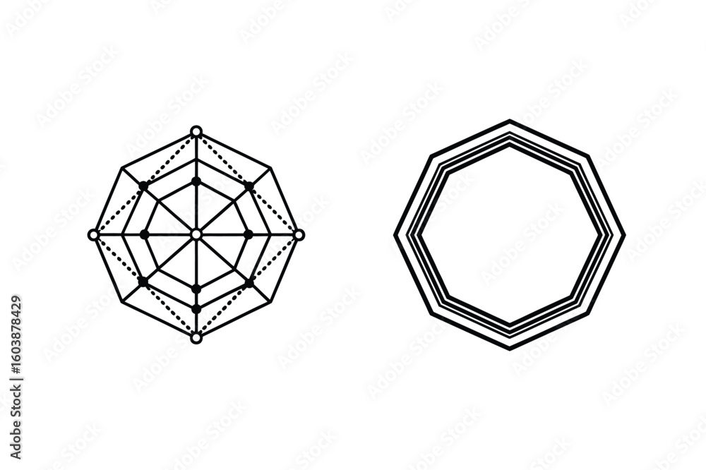 Poster geometric shapes network and layered polygon abstract