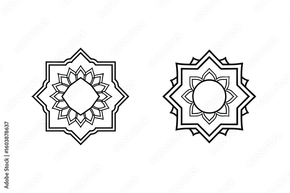 Poster geometric floral emblems with intricate patterns vector