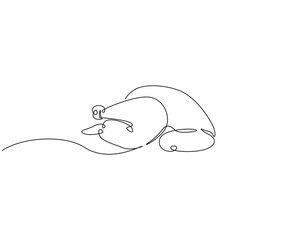 Continuous one line drawing of roasted chicken. One line drawing illustration of whole chicken roasted. Poultry concept single line. Editable outline