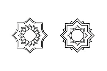 Geometric floral emblems with intricate patterns vector