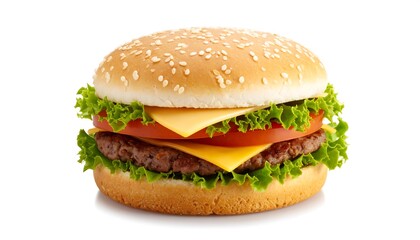 Close-up of a classic cheeseburger
