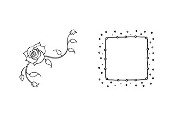 Floral vine and decorative square border rose leaves