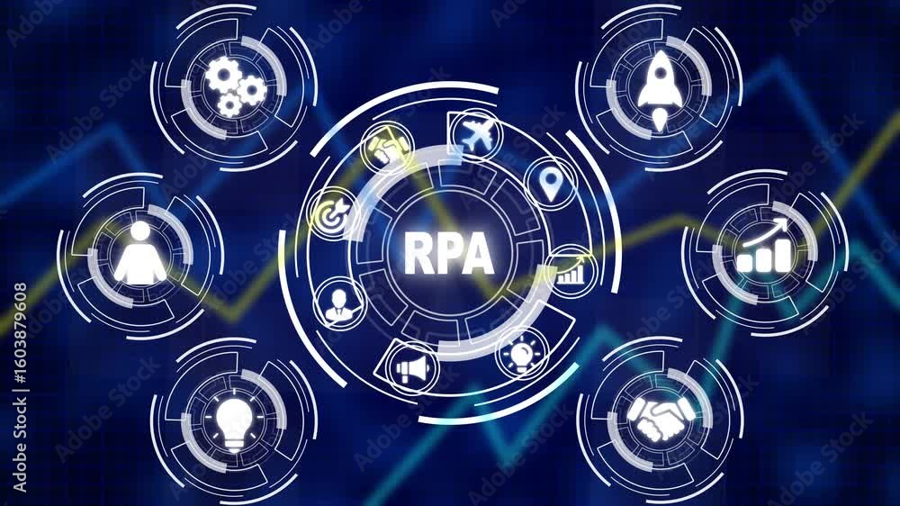 Poster rpa robotic process automation innovation technology concept. business, technology, internet and net