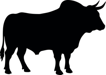 Black bull silhouette powerful animal icon
