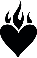 Flaming heart silhouette icon