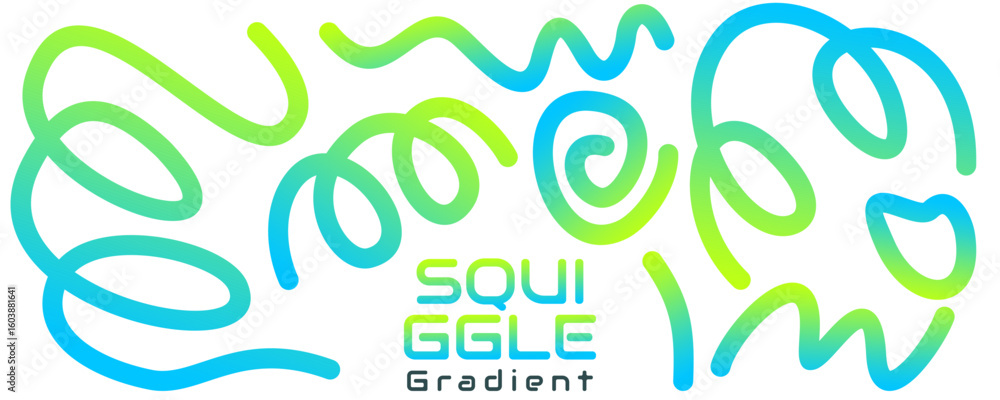 Poster dynamic, motion-inspired forms create a vibrant and energetic visual labeled, abstract squiggle grad