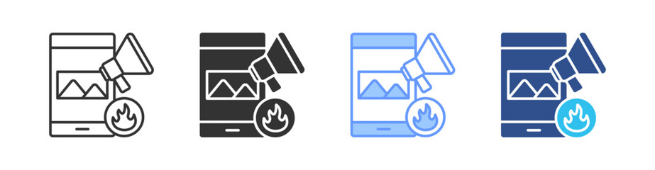 Mobile Marketing Multi Style Icon Set Vector 