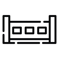 Outline of a structure with vertical posts horizontal beams and rectangular openings
