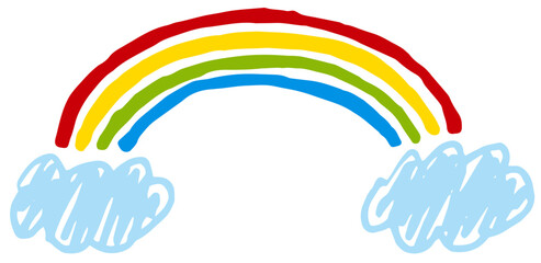 手描き風 雲と虹アイコン ベクター