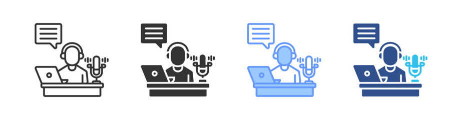 Broadcaster Multi Style Icon Set Vector 