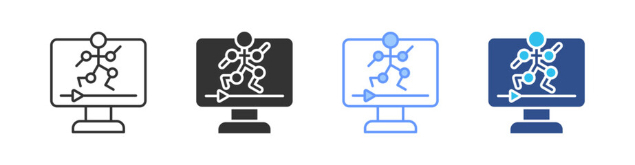 Animation Multi Style Icon Set Vector 