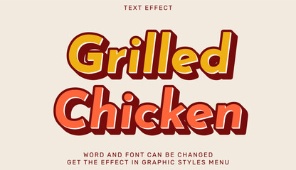 A vintage style text effect showcasing the title Grilled Chicken in bold and stylized font, perfect for promoting culinary graphics, restaurant menus, and artistic design projects