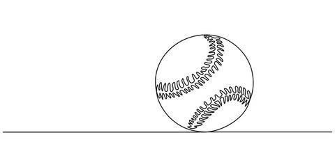 bassball continuous one line drawing, Illustration of a baseball in the air, Baseball Black and White Square Icon, Baseball Continuous Line Illustration, baseball ball icon in thin line style, minimal