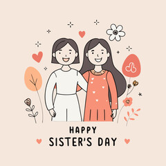 National Sisters Day Vector Illustration – Happy Sisterhood, Love, and Friendship