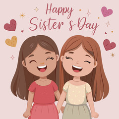National Sisters Day Vector Illustration  Happy Sisterhood, Love, and Friendship