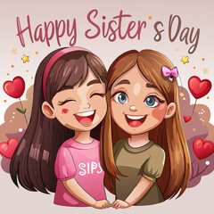 National Sisters Day Vector Illustration  Happy Sisterhood, Love, and Friendship