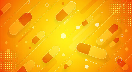 Vibrant Abstract Yellow Orange Gradient Background with Geometric Shapes and Light Effects