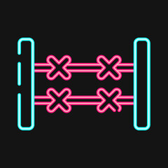 Icon barrier. Military and war elements. Icon in neon style.