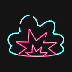 Icon explosion. Military and war elements. Icon in neon style.