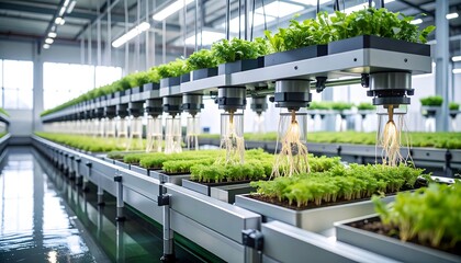 Automated Hydroponic System Growing Fresh Greens Indoors